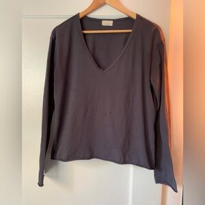 T.La Black V-Neck Long Sleeve Tee